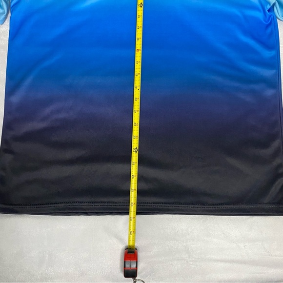 Mens Blue Black Gradient Performance Golf Polo Shirt L Moisture Wicking Stretch - Picture 5 of 6